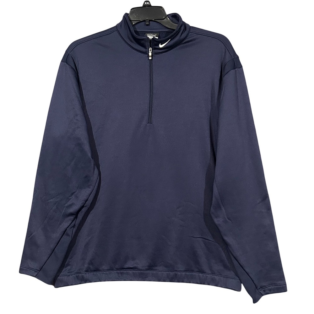 Nike Golf Therma-FIT Mens Large Navy Blue Quarter Zip Fleece Pullover Jacket
